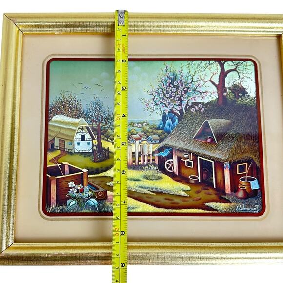 Vintage Foil Engraved Art by Ivan J Cenkovcan 1979 Spring in the Village Signed - Picture 6 of 8